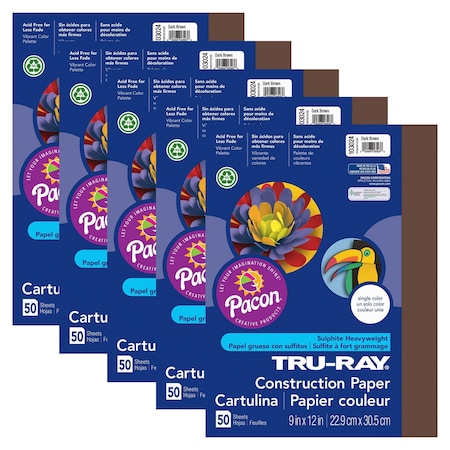 Pacon Tru-Ray Construction Paper, Dark Brown, 9x12in, PK250 P103024